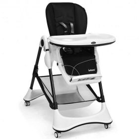A-Shaped High Chair with 4 Lockable Wheels-Navy