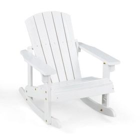 Outdoor Wooden Kid Adirondack Rocking Chair with Slatted Seat-Coffee