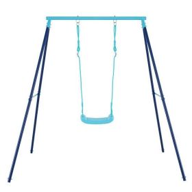 Outdoor Heavy Duty Metal Toddler Swing Set with Stand-Blue