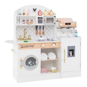 Kids Kitchen Set Wooden with Coffee Makers and Accessories-White
