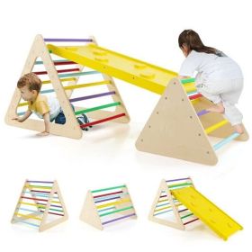 3 Piece Toddler Triangle Set Montessori with 2 Climbing Triangles and 1 Ramp-Colorful