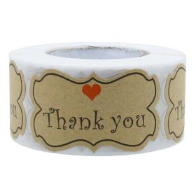 250 Pcs Kraft Red Heart Thank You Stickers Envelope Seals Gift Tags Baking Box Decorative Stickers, 1 Roll