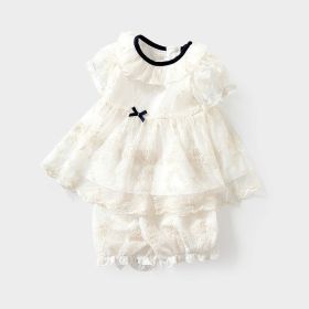 Baby Solid Color Little Bow Tie Decoration Tops Combo Shorts Lace Sets