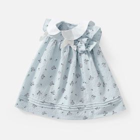 Baby Girl Flower Graphic Bow Tie Decoration Plaid Dress