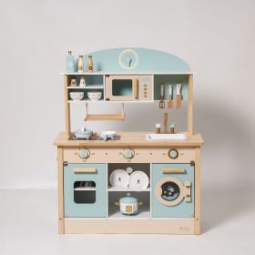 Modern Style Toy Kitchen Set for Boys& Girls 3+, Great Gift for Christmas, Party, Birthday(Blue & Gold)